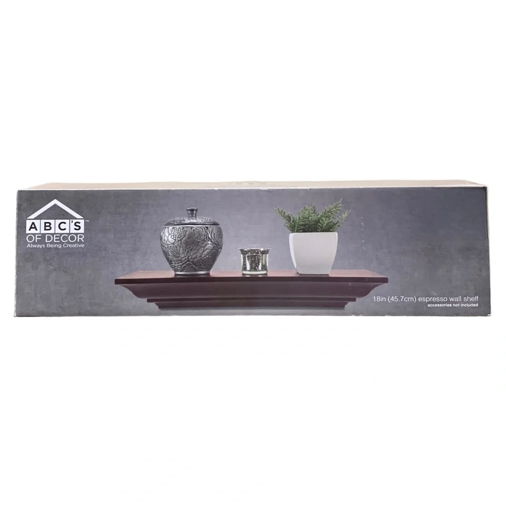NEW ABC’S of Decor Always Being Creative 18 inch Espresso Floating Wall Shelf